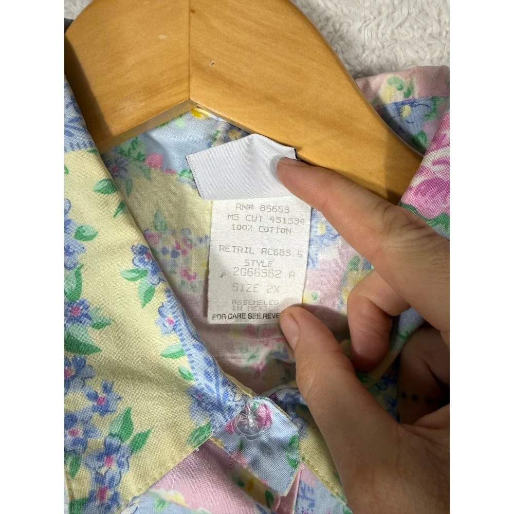 Napa Valley Floral Patchwork Set Womens 20W‎ Pastel Pink Blue Good Vintage 90s